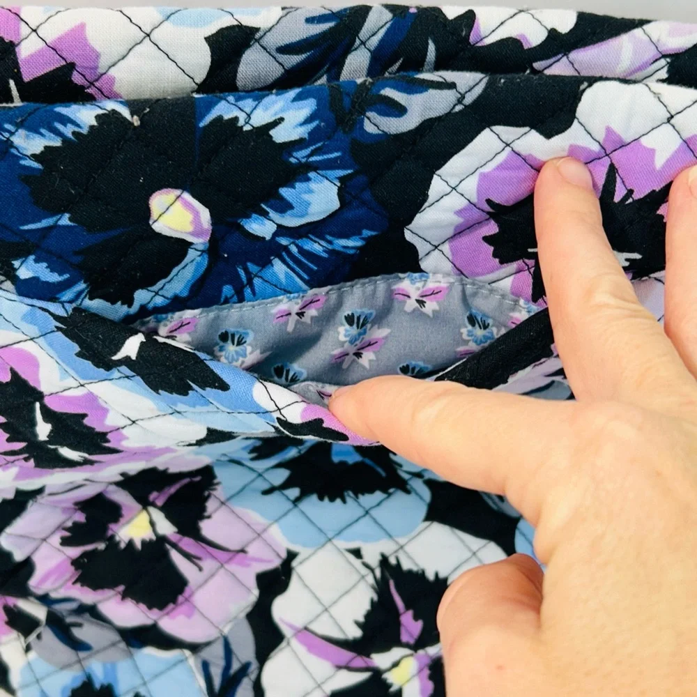 Vera Bradley Triple Zip Hipster Crossbody in Plum Pansies - Picture 10 of 12